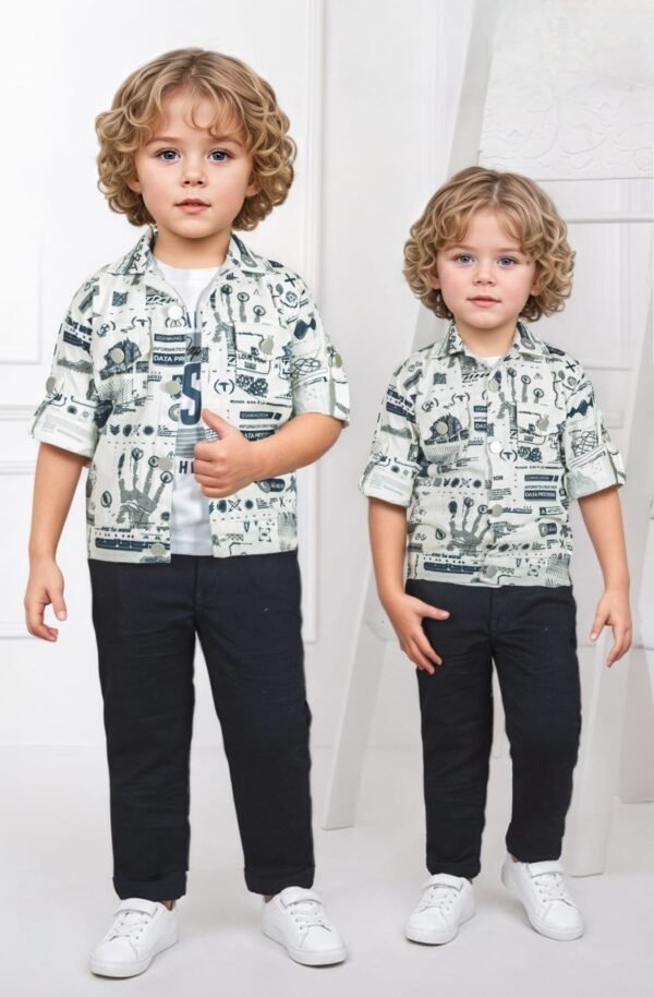 Boys' Graphic Print Shirt & Tailored Trouser Set
